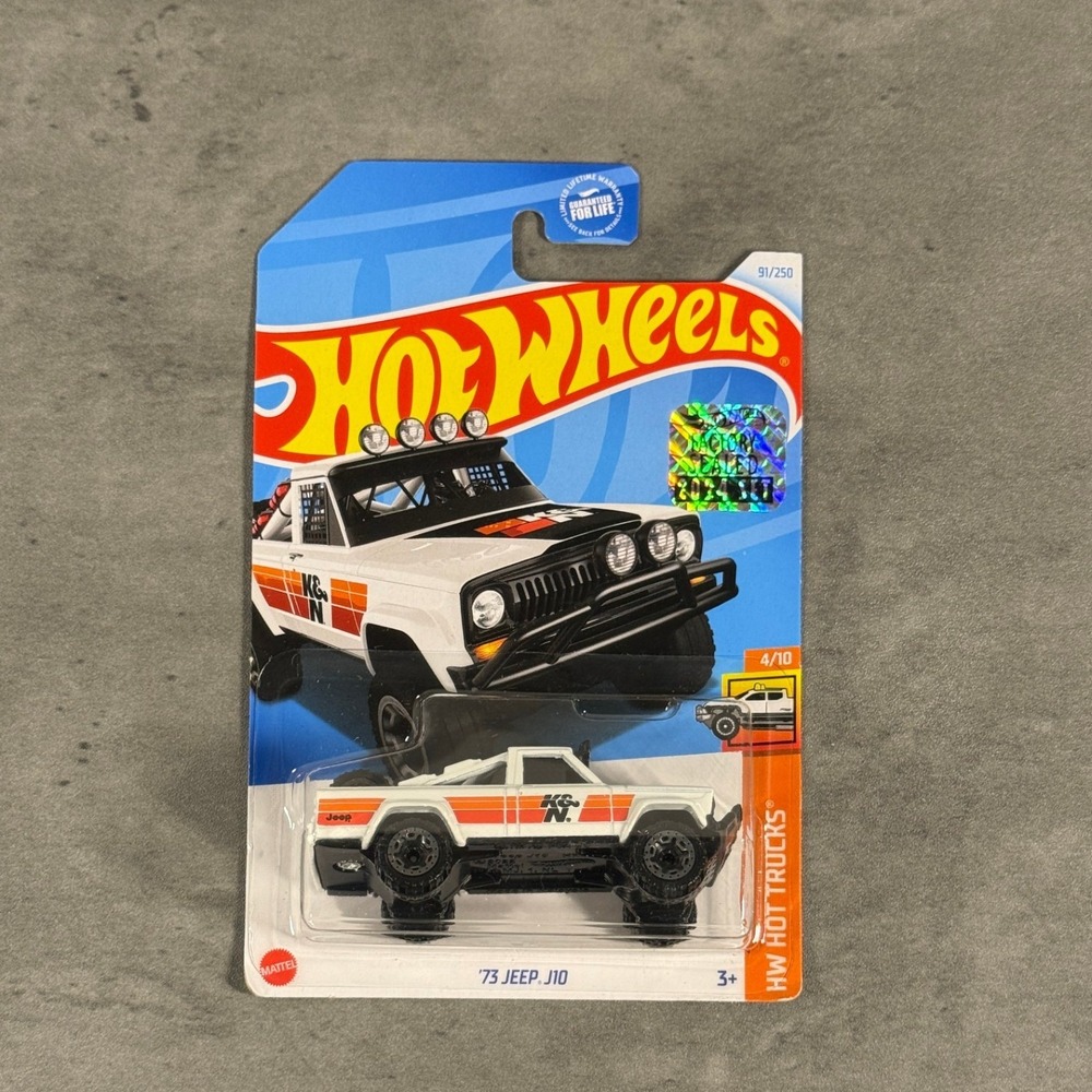 Hot Wheels '73 Jeep J10 White HW Hot Trucks 91/250 K&N Graphics 1:64 NEW